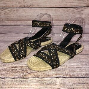 CASTAÑER Inette stud-embellished grosgrain sandals